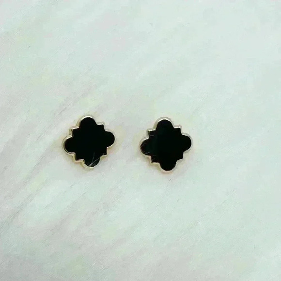 Chloe Clover Stud Earrings 18k Gold Plated Earrings in Black - Picture 5 of 5